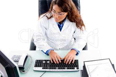 high angle view of doctor busy in work