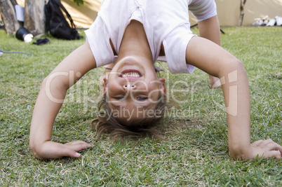 cute girl doing cartwheel