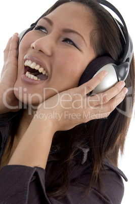 female enjoying headphone