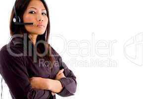 young asian businesswoman with headphone