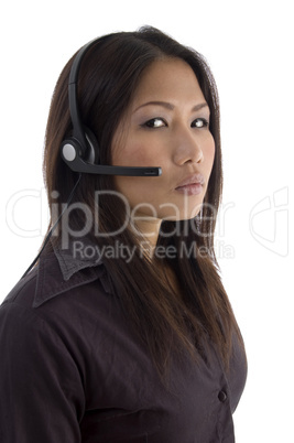 side pose of woman with headphone