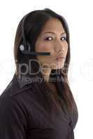 side pose of woman with headphone