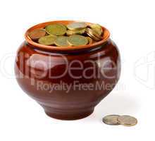 Coins in pot