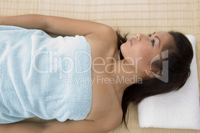 young woman in relaxation pose