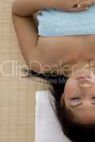 high angle view of relaxing woman