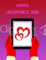 Tablet PC with Valentine's Day greeting