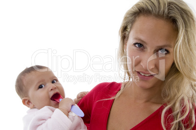 mother with her baby looking at camera