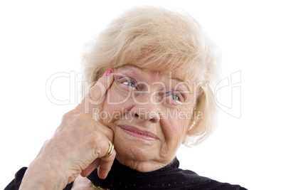 close up of thinking old woman