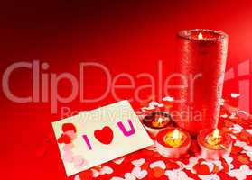 St. Valentine's day greeting background with four burning candle