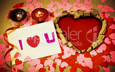 St. Valentine's day greeting background with two burning candles