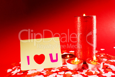 St. Valentine's day greeting background with four burning candle