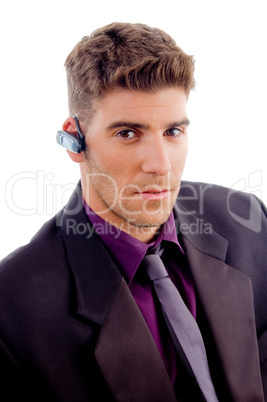 business - man with earphone on call