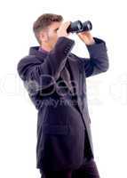 business - search man with suit with binoculars