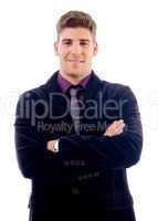 business man folding arms looking to camera