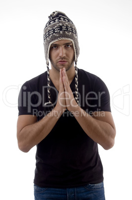 young caucasian praying