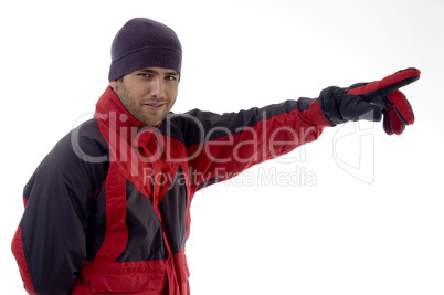 casual man wearing winter clothes and gloves