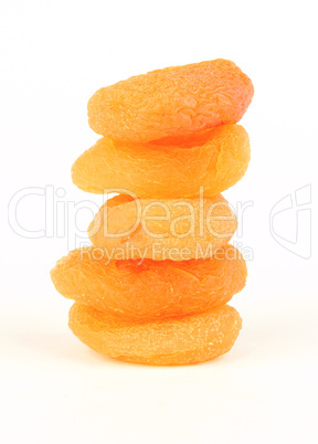 dried apricots on white