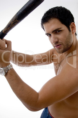 side pose of man with stick