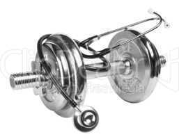 dumbbell and stethoscope