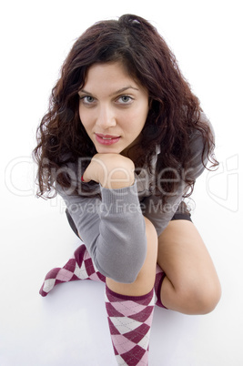 female in stylish sitting pose