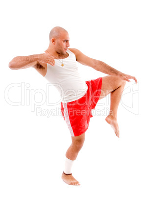 muscular man in fighting posture