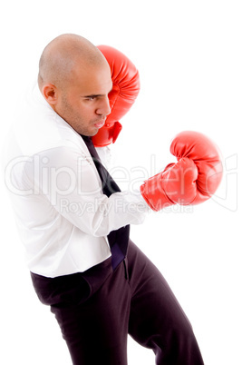 male posing in boxing gloves