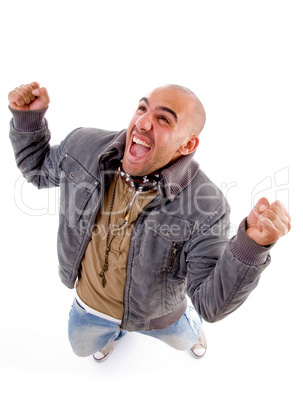 excited young man posing