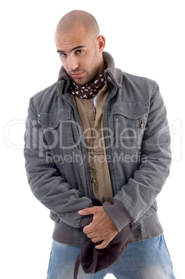 young man wearing winter jacket