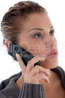 beautiful woman busy on phone call