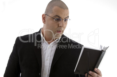 manager looking into diary