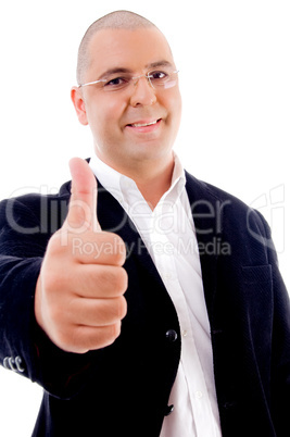 experienced handsome service provider with thumbs up