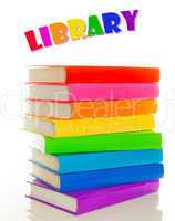 Stack of colorful books - library concept