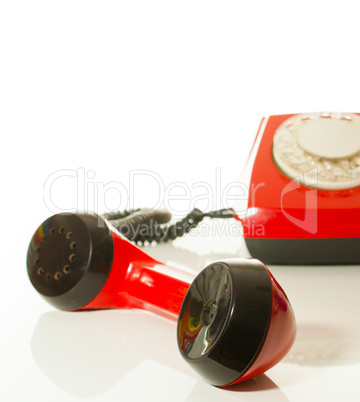 Red old fashioned telephone