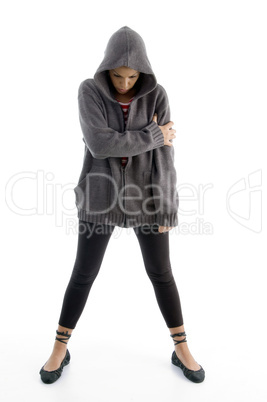 standing woman looking downward