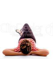 woman relaxing on floor lying down