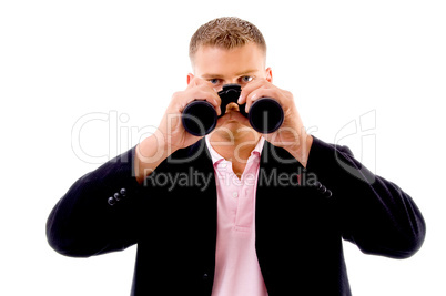 portrait of businessman with binocular