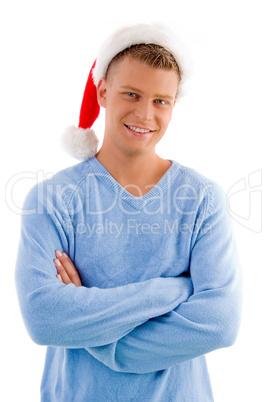 smiling adult man with christmas hat
