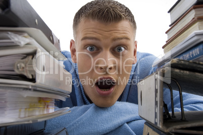 surprised man in office