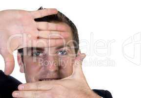 businessman gesturing with fingers