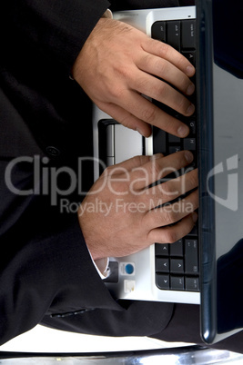 man hands busy with laptop
