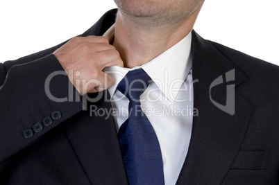 man itching his neck with hand