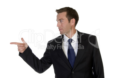 businessman pointing sideways