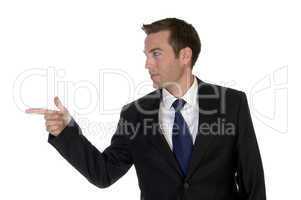 businessman pointing sideways