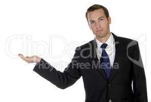 businessman showing his palm