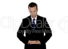 businessman making pose with palms