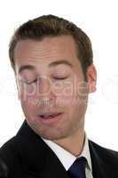 businessman with closed eyes