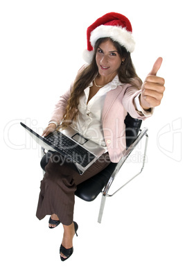 businesswoman wishing good luck