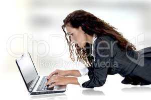 beautiful female working on laptop