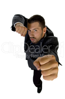 businessman showing punch