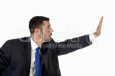 businessman stopping someone